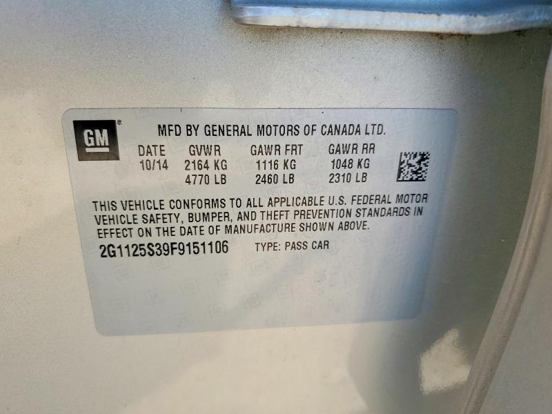 Продаж на аукціоні авто 2015 Chevrolet Impala, vin: 2G1125S39F9151106, номер лоту: 49421866