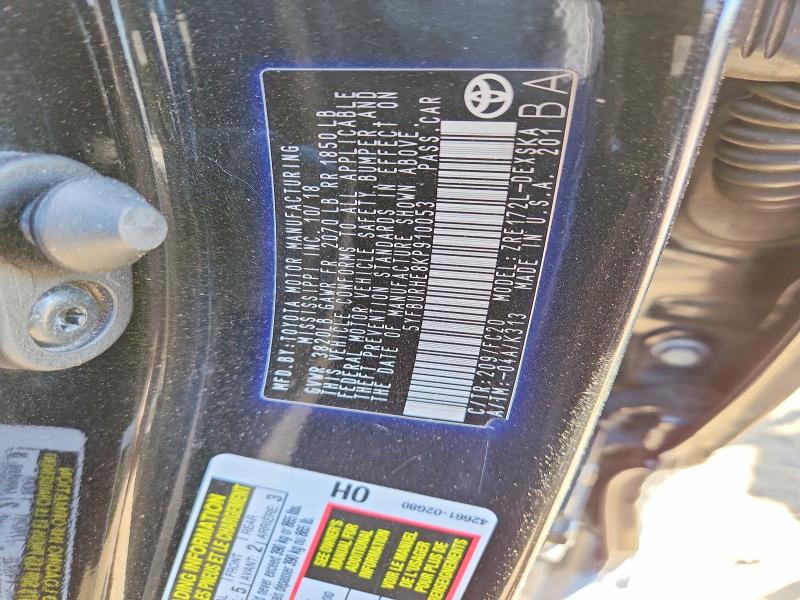 49570426 :رقم المزاد ، 5YFBURHE8KP910053 vin ، 2019 Toyota Corolla مزاد بيع