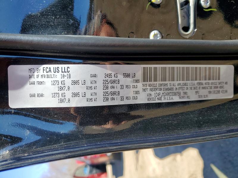 Продажа на аукционе авто 2019 Jeep Cherokee, vin: 1C4PJMDX0KD330758, номер лота: 49165126