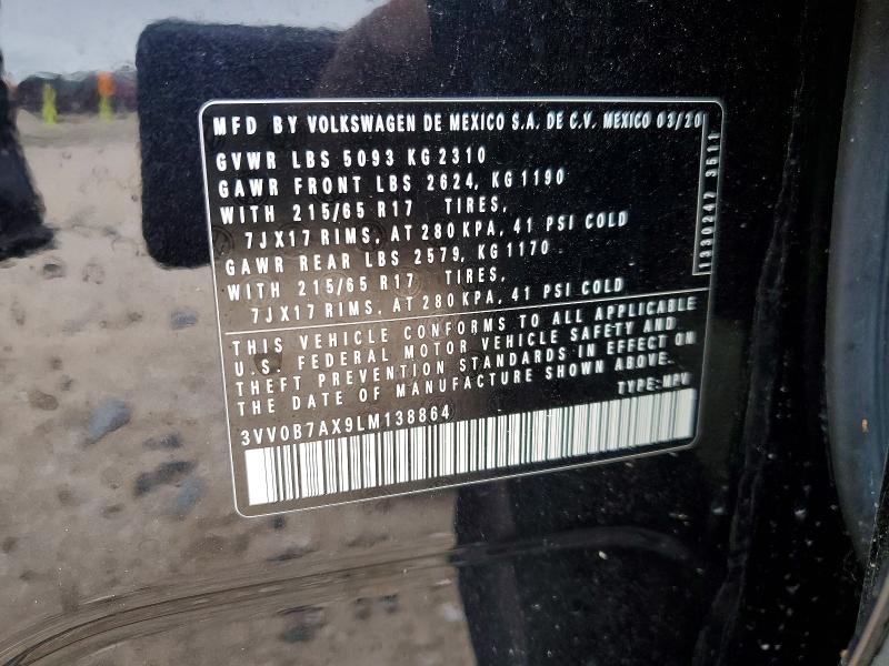 Aukcja sprzedaży 2020 Volkswagen Tiguan, vin: 3VV0B7AX9LM138864, numer aukcji: 50510516