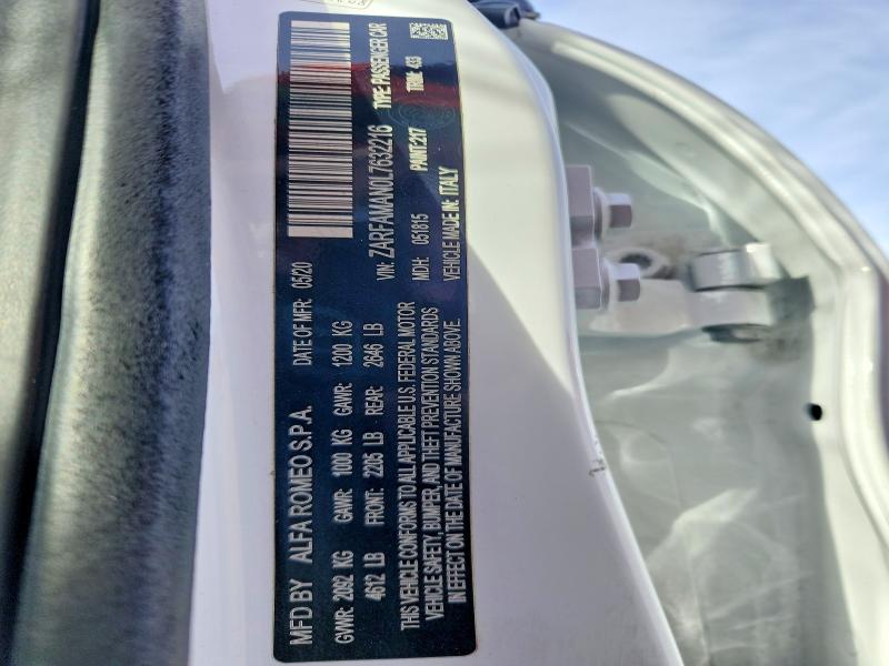 Aukcja sprzedaży 2020 Alfa Romeo Giulia, vin: ZARFAMAN0L7632216, numer aukcji: 50166276