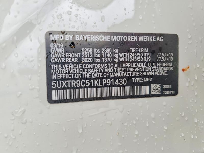 Продаж на аукціоні авто 2019 Bmw X3, vin: 5UXTR9C51KLP91430, номер лоту: 51348196