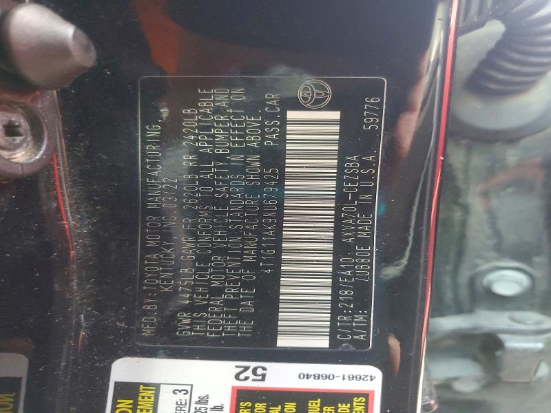 Продаж на аукціоні авто 2022 Toyota Camry, vin: 4T1G11AK9NU679425, номер лоту: 48039726