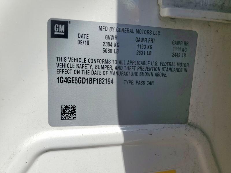 51588536 :رقم المزاد ، 1G4GE5GD1BF182194 vin ، 2011 Buick Lacrosse مزاد بيع