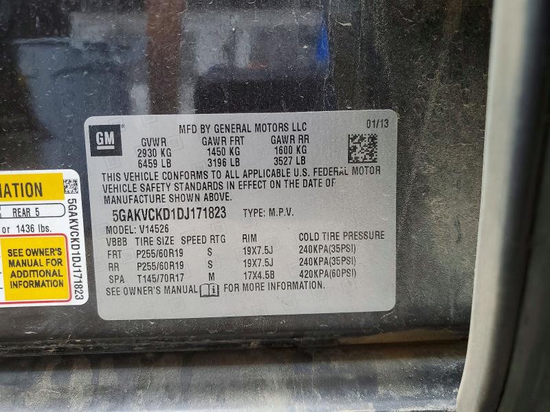 49686596 :رقم المزاد ، 5GAKVCKD1DJ171823 vin ، 2013 Buick Enclave مزاد بيع