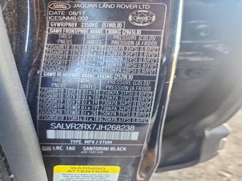 2018 Landau Boat Co Range Rover მანქანა იყიდება აუქციონზე, vin: SALVR2RX7JH268238, აუქციონის ნომერი: 50484276