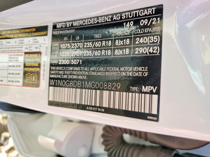 Продаж на аукціоні авто 2021 Mercedes-benz Glc, vin: W1N0G8DB1MG008829, номер лоту: 48995796