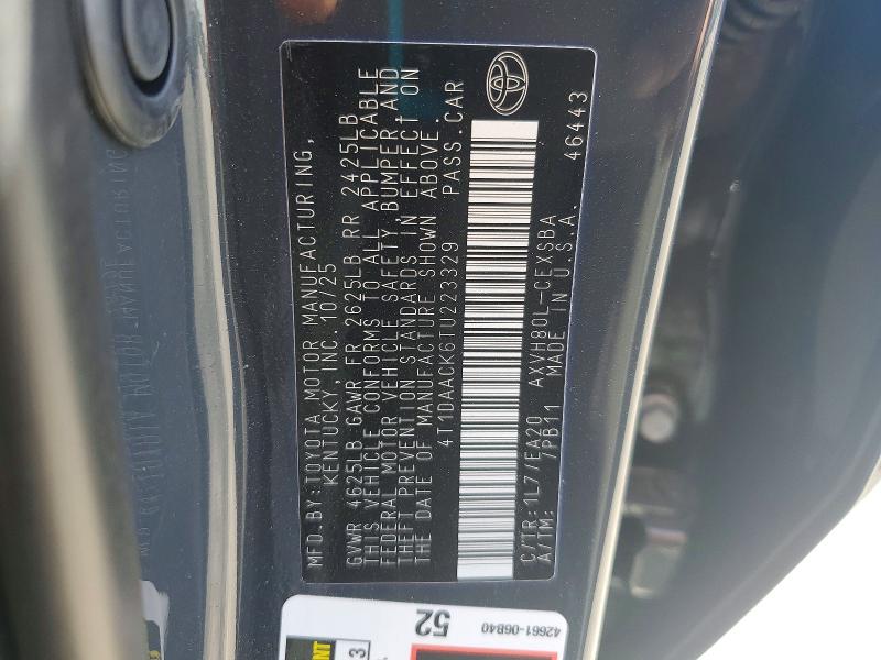 2026 Toyota Camry მანქანა იყიდება აუქციონზე, vin: 4T1DAACK6TU223329, აუქციონის ნომერი: 50188426