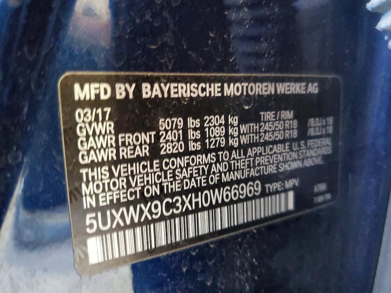Продаж на аукціоні авто 2017 Bmw X3, vin: 5UXWX9C3XH0W66969, номер лоту: 49112826