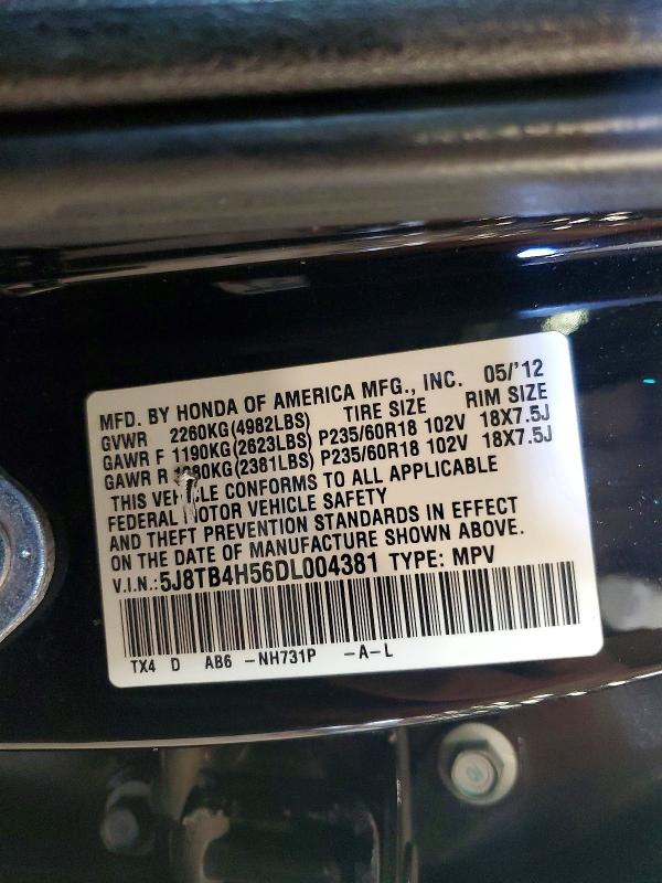 Продажа на аукционе авто 2013 Acura Rdx, vin: 5J8TB4H56DL004381, номер лота: 52171436