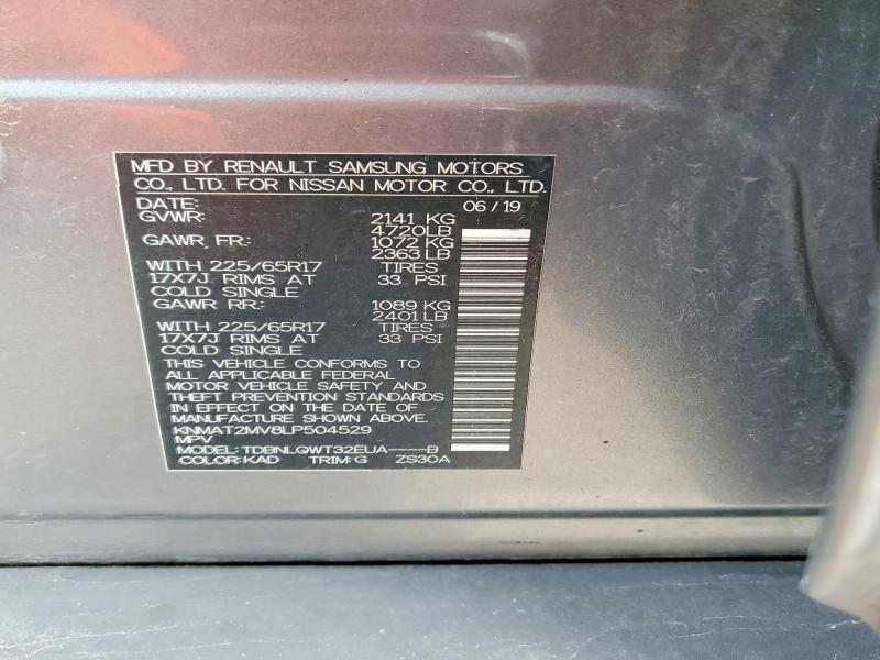50826536 :رقم المزاد ، KNMAT2MV8LP504529 vin ، 2020 Nissan Rogue مزاد بيع