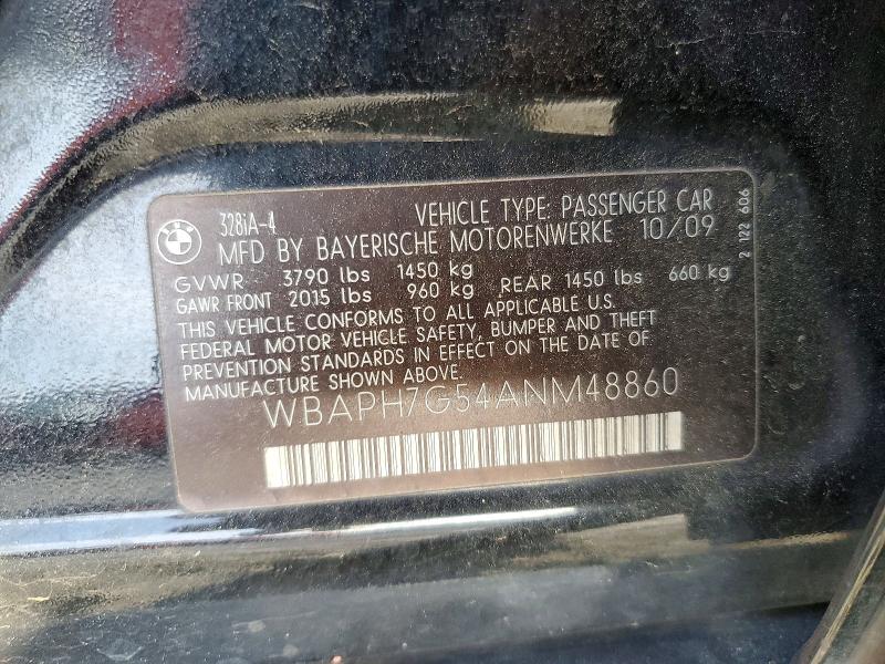Продаж на аукціоні авто 2010 Bmw 328, vin: WBAPH7G54ANM48860, номер лоту: 48896146