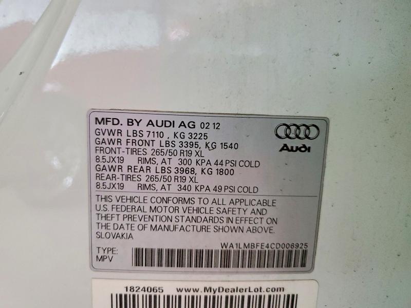 Продажа на аукционе авто 2012 Audi Q7, vin: WA1LMBFE4CD006925, номер лота: 51196336