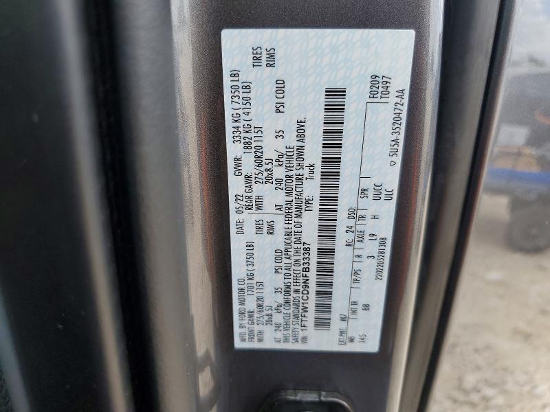 Aukcja sprzedaży 2022 Ford F150, vin: 1FTFW1CD9NFB33387, numer aukcji: 49561666