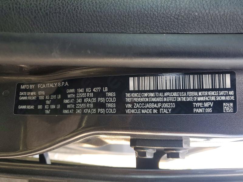 Aukcja sprzedaży 2018 Jeep Renegade, vin: ZACCJABB4JPJ06233, numer aukcji: 50707366