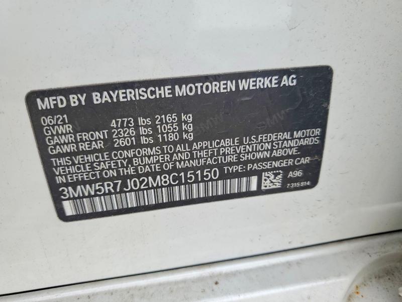 Продаж на аукціоні авто 2021 Bmw 330xi, vin: 3MW5R7J02M8C15150, номер лоту: 51368426