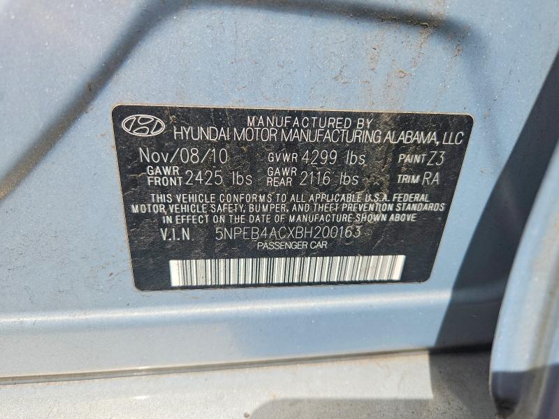 2011 Hyundai Sonata მანქანა იყიდება აუქციონზე, vin: 5NPEB4ACXBH200163, აუქციონის ნომერი: 50351566