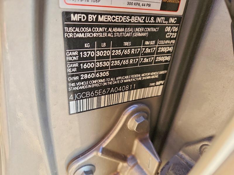 49073426 :رقم المزاد ، 4JGCB65E67A040811 vin ، 2007 Mercedes-benz R مزاد بيع