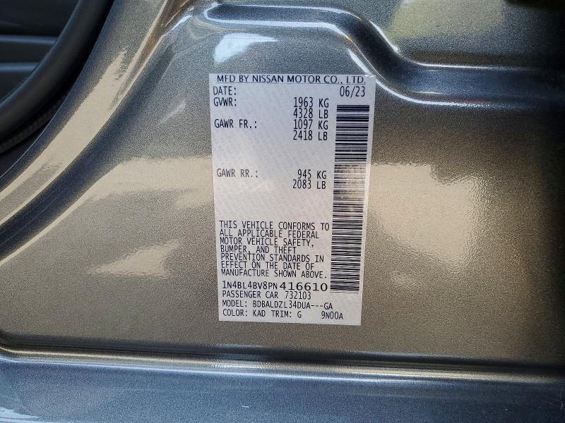 Продаж на аукціоні авто 2023 Nissan Altima, vin: 1N4BL4BV8PN416610, номер лоту: 50765226