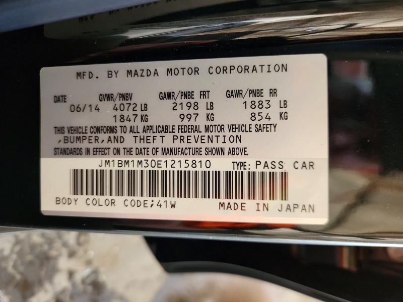 50515506 :رقم المزاد ، JM1BM1M30E1215810 vin ، 2014 Mazda 3 مزاد بيع