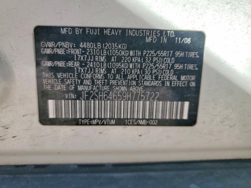 Продаж на аукціоні авто 2009 Subaru Forester, vin: JF2SH64659H775722, номер лоту: 51515636