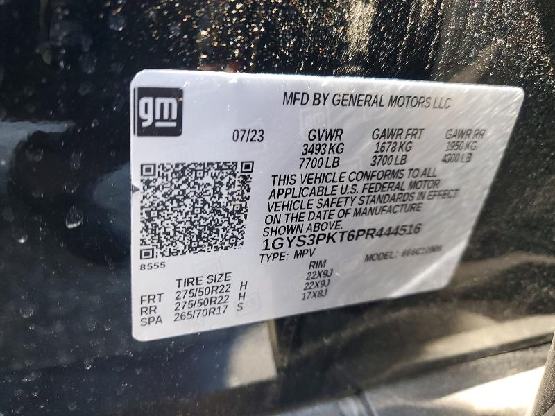 51157526 :رقم المزاد ، 1GYS3PKT6PR444516 vin ، 2023 Cadillac Escalade مزاد بيع
