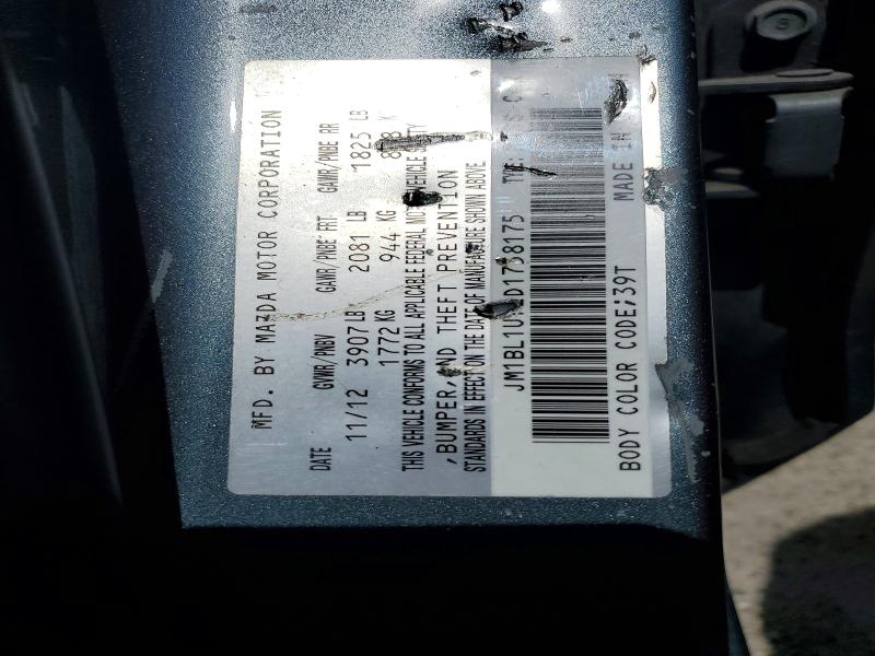 46700776 :رقم المزاد ، JM1BL1U72D1758175 vin ، 2013 Mazda 3 مزاد بيع
