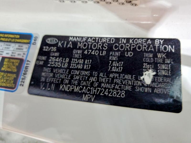 Продаж на аукціоні авто 2017 Kia Sportage, vin: KNDPMCAC1H7242828, номер лоту: 48232746