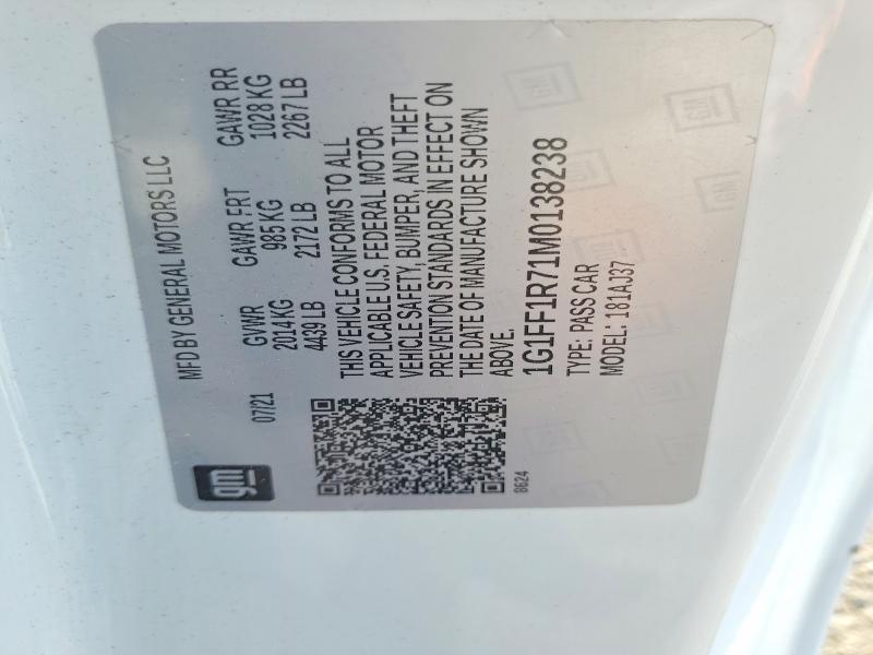 Aukcja sprzedaży 2021 Chevrolet Camaro, vin: 1G1FF1R71M0138238, numer aukcji: 49168476