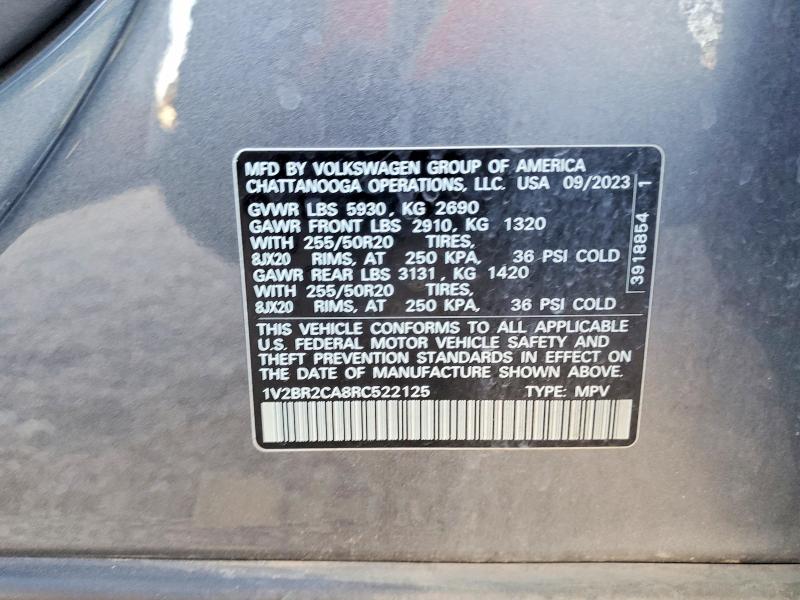 51408646 :رقم المزاد ، 1V2BR2CA8RC522125 vin ، 2024 Volkswagen Atlas مزاد بيع