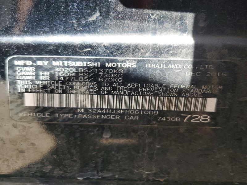 Aukcja sprzedaży 2015 Mitsubishi Mirage, vin: ML32A4HJ3FH061009, numer aukcji: 50937806