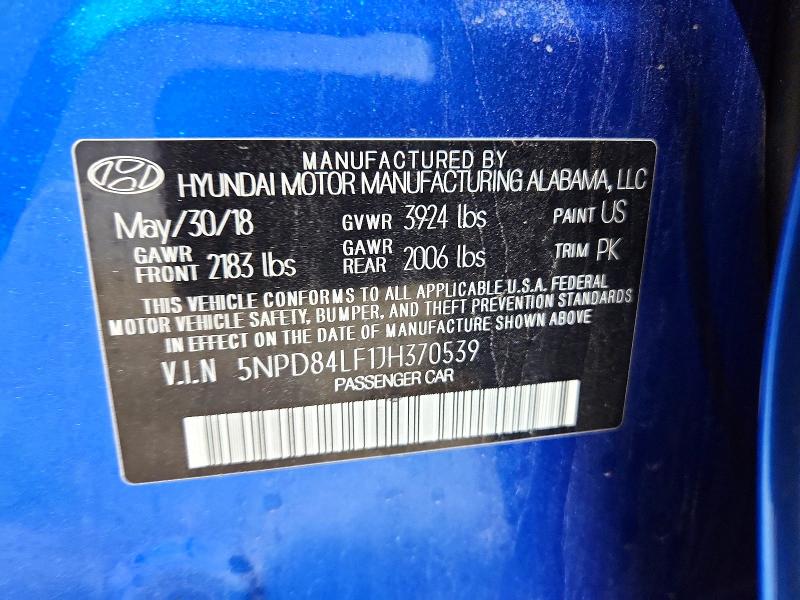 Продажа на аукционе авто 2018 Hyundai Elantra, vin: 5NPD84LF1JH370539, номер лота: 49851006