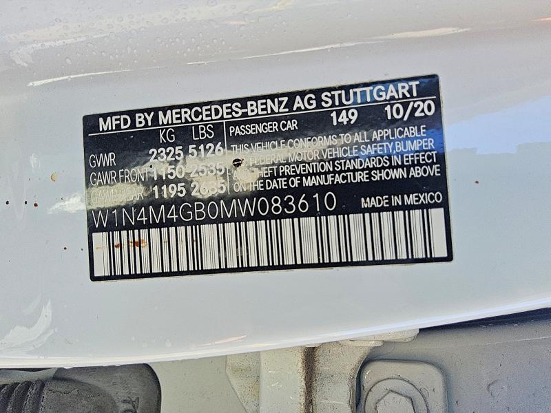 41997956 :رقم المزاد ، W1N4M4GB0MW083610 vin ، 2021 Mercedes-benz Glb مزاد بيع