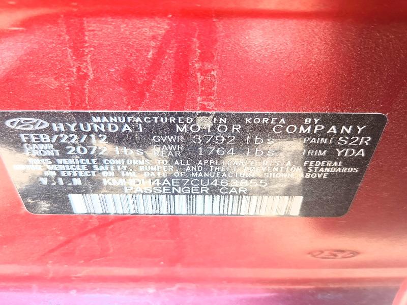 Продаж на аукціоні авто 2012 Hyundai Elantra, vin: KMHDH4AE7CU463855, номер лоту: 49817226