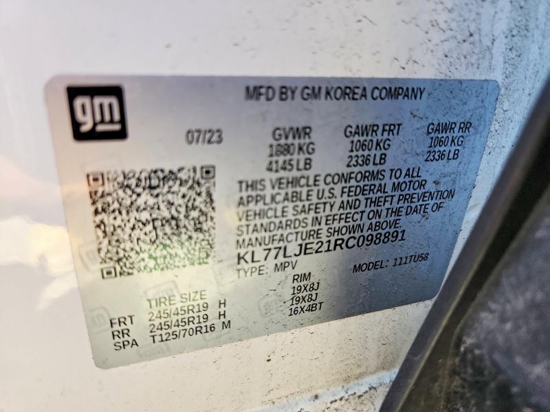 Auction sale of the 2024 Chevrolet Trax, vin: KL77LJE21RC098891, lot number: 51447566
