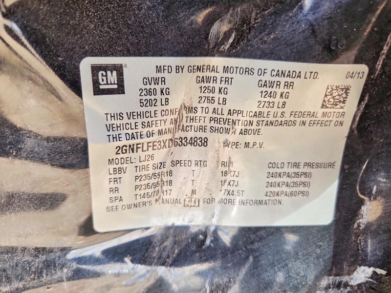 Aukcja sprzedaży 2013 Chevrolet Equinox, vin: 2GNFLFE3XD6334838, numer aukcji: 49632946