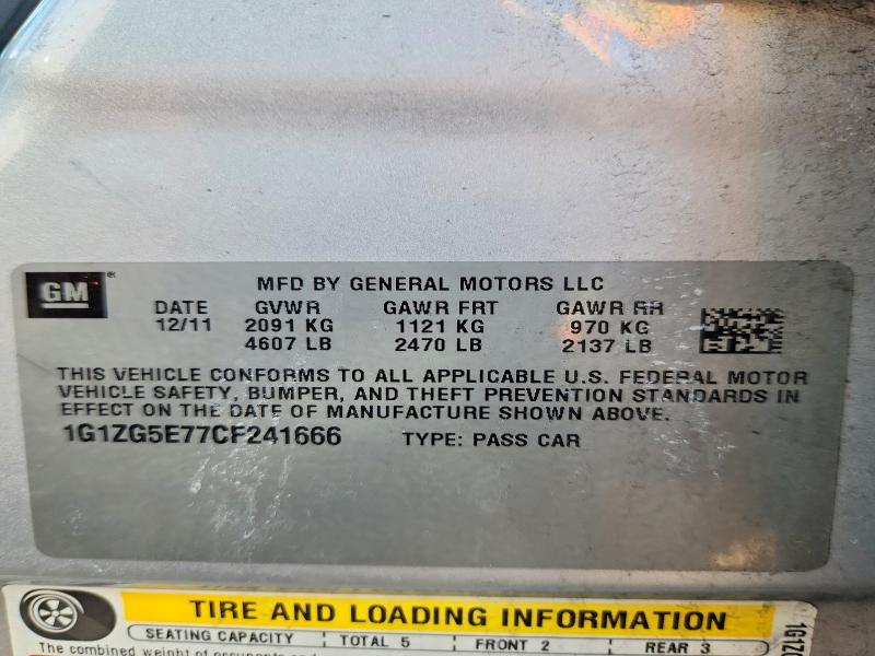 Aukcja sprzedaży 2012 Chevrolet Malibu, vin: 1G1ZG5E77CF241666, numer aukcji: 49984776