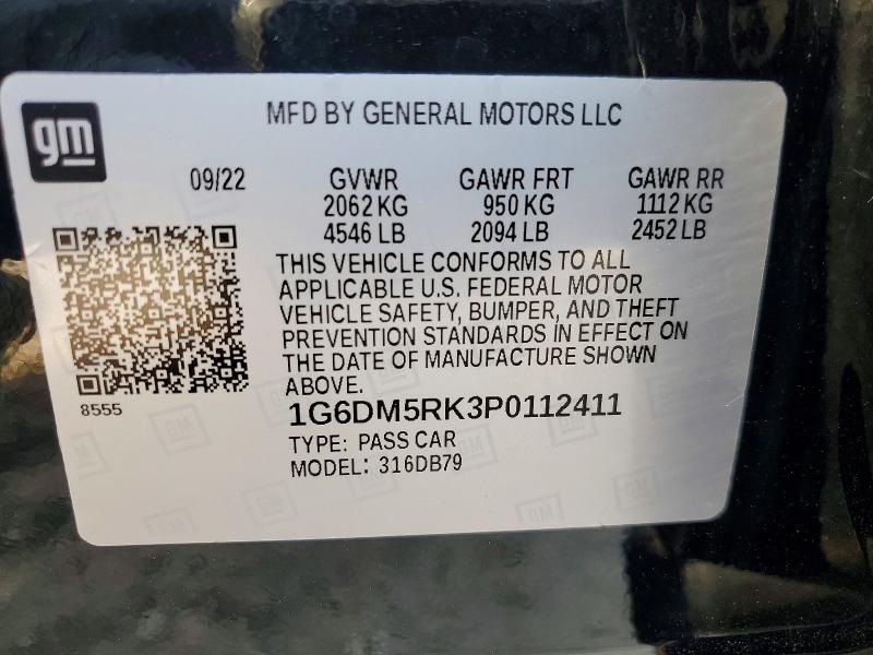 51569516 :رقم المزاد ، 1G6DM5RK3P0112411 vin ، 2023 Cadillac Ct5 مزاد بيع