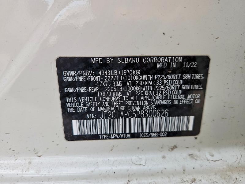 2023 Subaru Crosstrek მანქანა იყიდება აუქციონზე, vin: JF2GTAPC5P8300626, აუქციონის ნომერი: 48669346