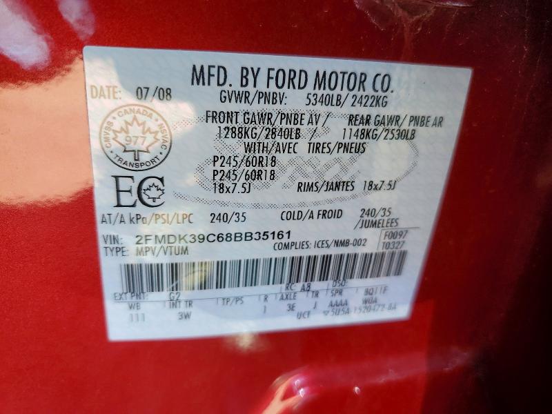 Продажа на аукционе авто 2008 Ford Edge, vin: 2FMDK39C68BB35161, номер лота: 50830546