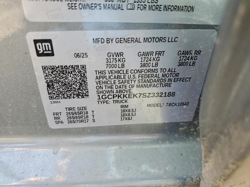 Aukcja sprzedaży 2025 Chevrolet Silverado, vin: 1GCPKKEK7SZ332188, numer aukcji: 50123536