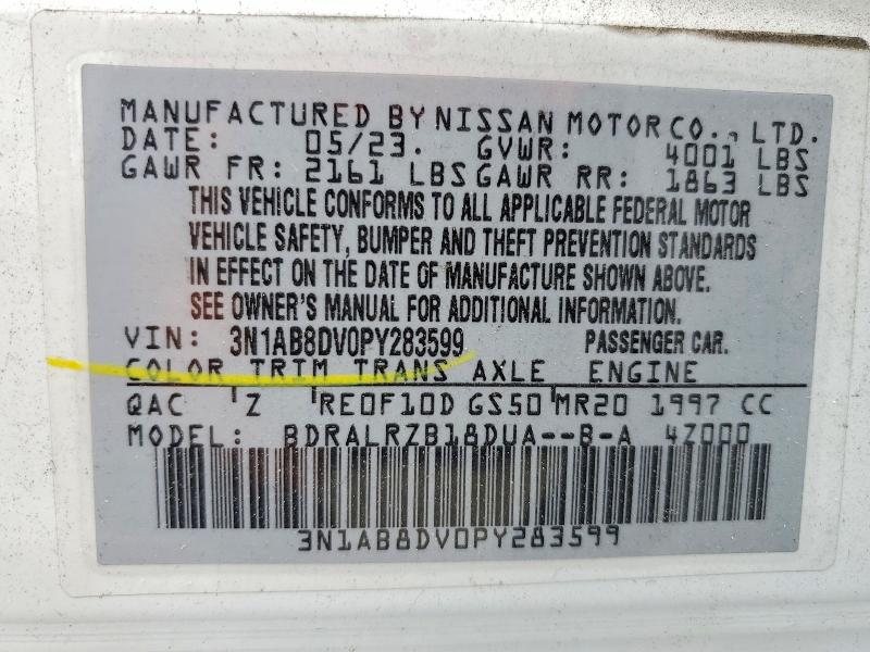 Продажа на аукционе авто 2023 Nissan Sentra, vin: 3N1AB8DV0PY283599, номер лота: 50779856