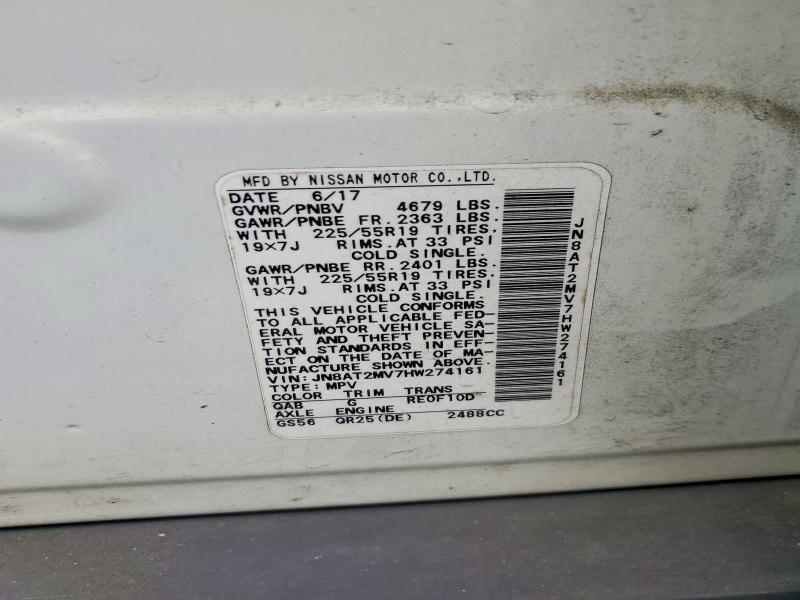 Продажа на аукционе авто 2017 Nissan Rogue, vin: JN8AT2MV7HW274161, номер лота: 51677986