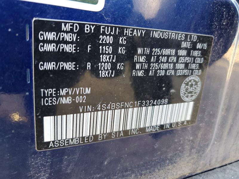 Продажа на аукционе авто 2015 Subaru Outback, vin: 4S4BSFNC1F3324098, номер лота: 51091366