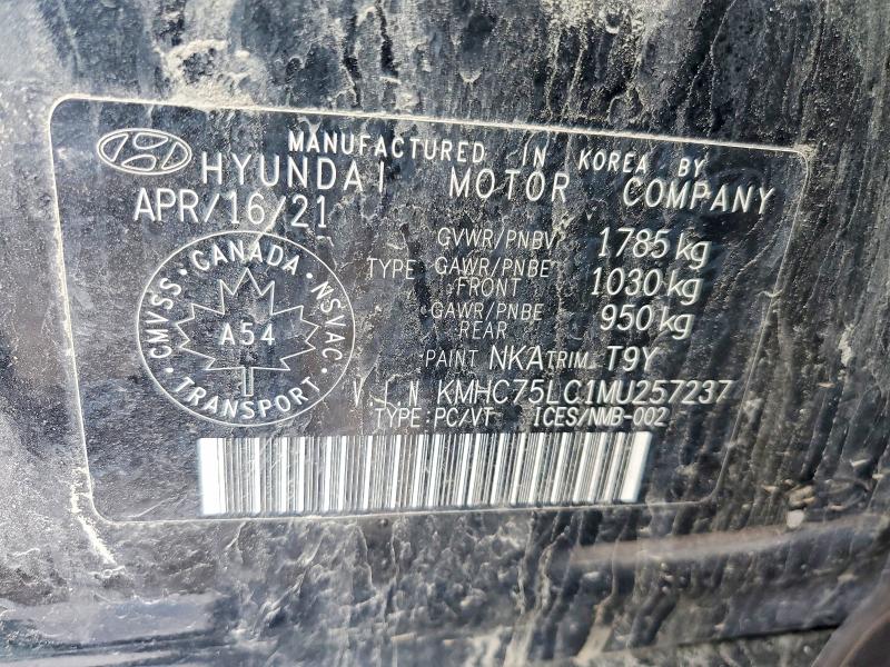 Продажа на аукционе авто 2021 Hyundai Ioniq, vin: KMHC75LC1MU257237, номер лота: 49635966