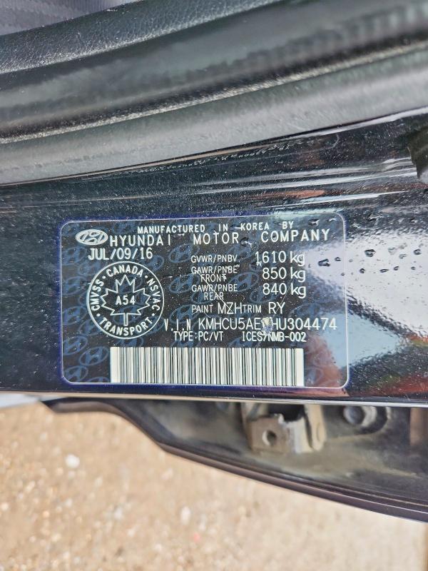 Aukcja sprzedaży 2017 Hyundai Accent, vin: KMHCU5AE6HU304474, numer aukcji: 47577256