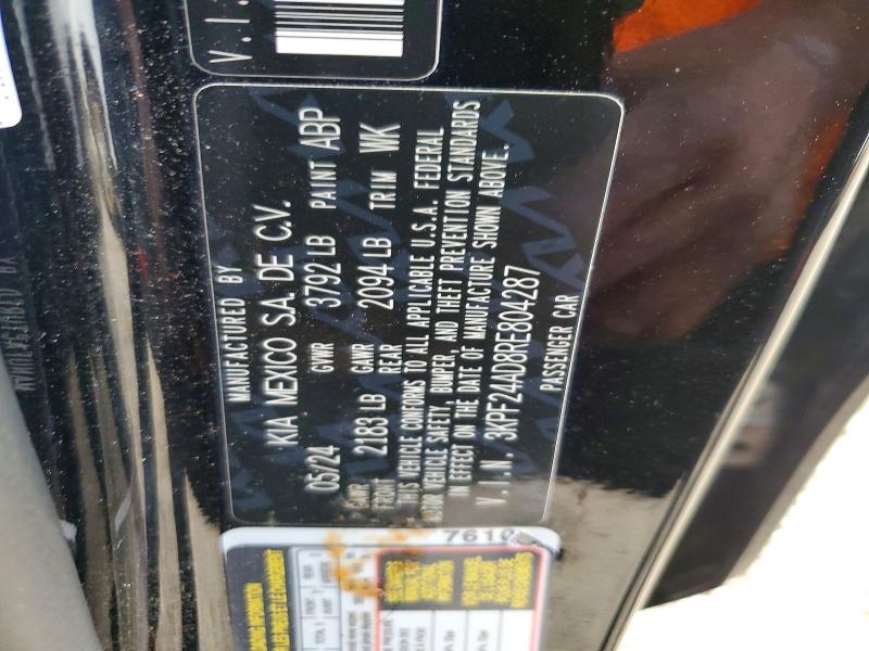 47837926 :رقم المزاد ، 3KPF24AD8RE804287 vin ، 2024 Kia Forte مزاد بيع