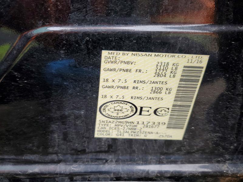 Aukcja sprzedaży 2017 Nissan Murano, vin: 5N1AZ2MG9HN117339, numer aukcji: 48149616