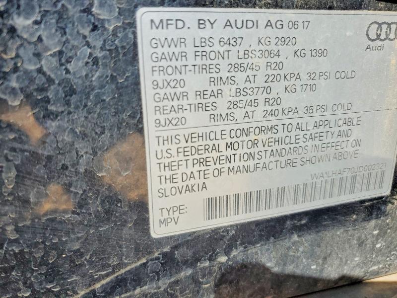 Aukcja sprzedaży 2018 Audi Q7, vin: WA1LHAF70JD002321, numer aukcji: 45805056