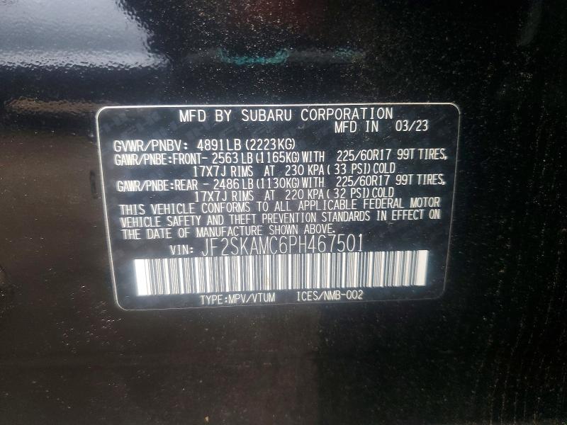 Aukcja sprzedaży 2023 Subaru Forester, vin: JF2SKAMC6PH467501, numer aukcji: 51714626